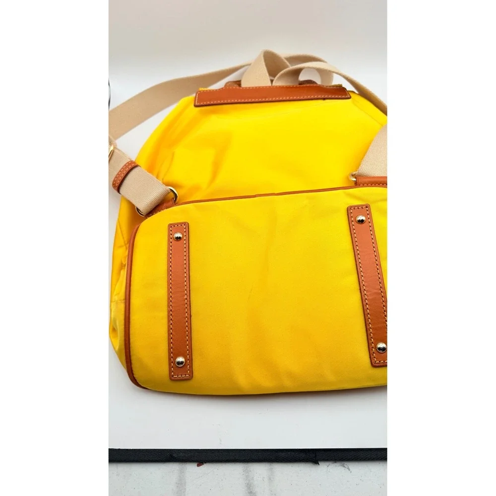 Dooney & Bourke Nylon Murphy Backpack Flap Tassel Drawstring Womens Yellow