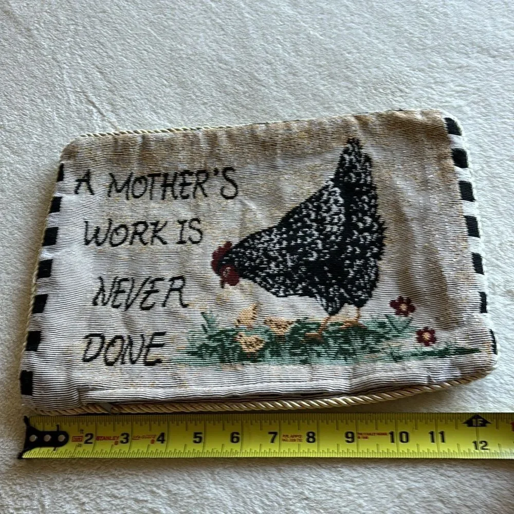 Vintage Chicken “A Mother’s work is never done” Tapestry‎ Pillow Cover Country