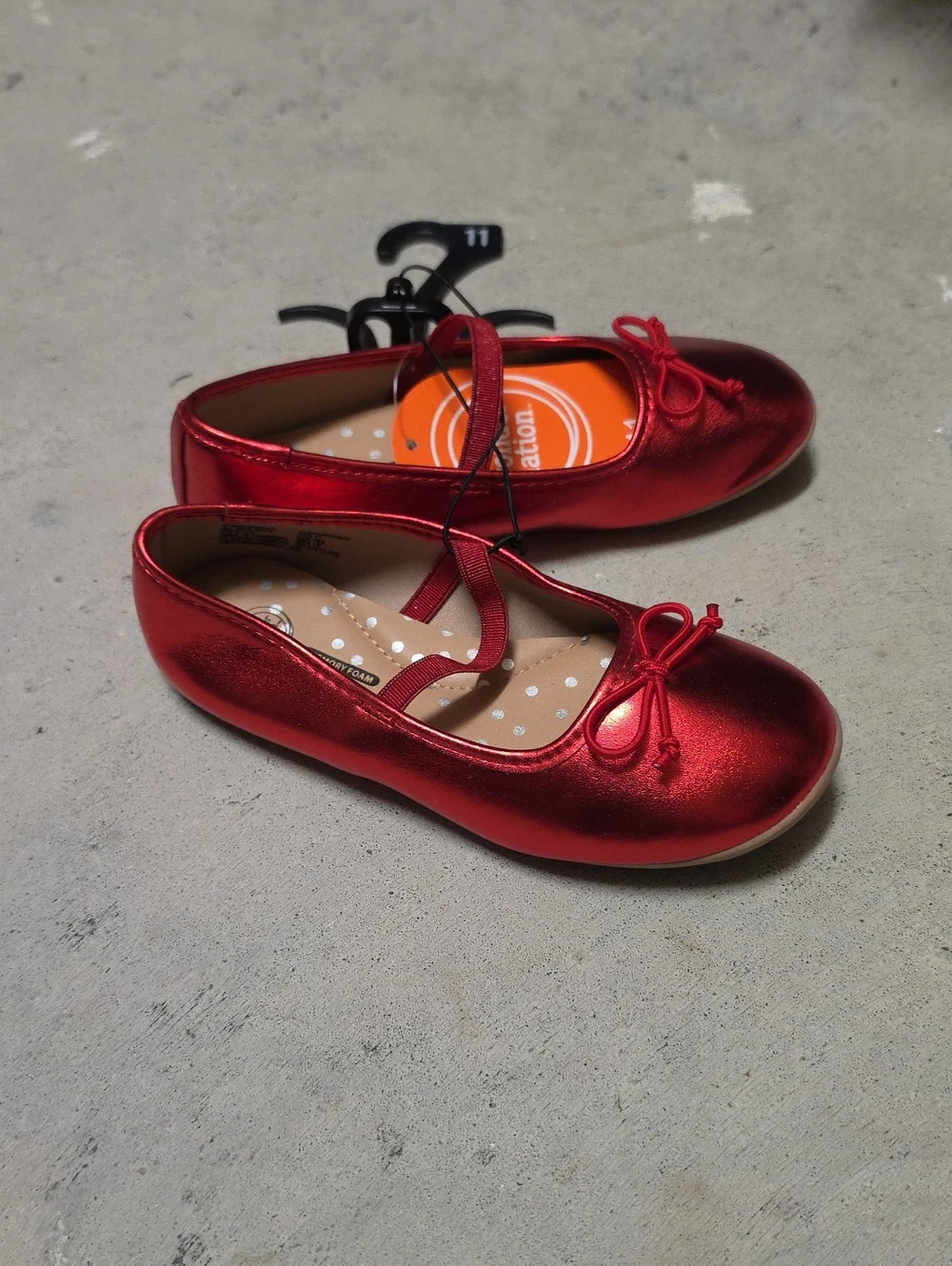 Nwt wonder nation Red Girls' Shimmer Ballet Flats with Bow