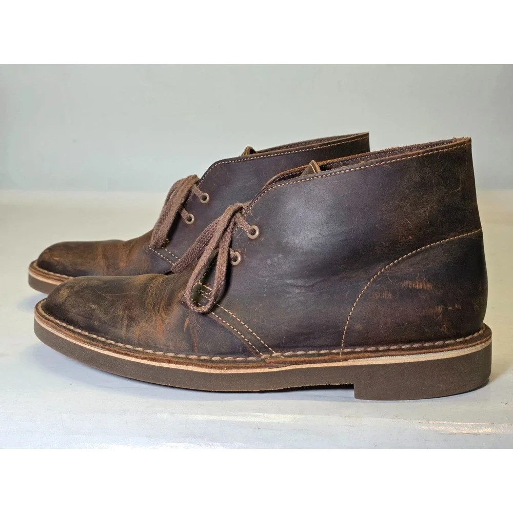 Clarks Bushacre 2 Men's Boots Size 8 M Brown Leather Desert Chukka Lace Up Shoes