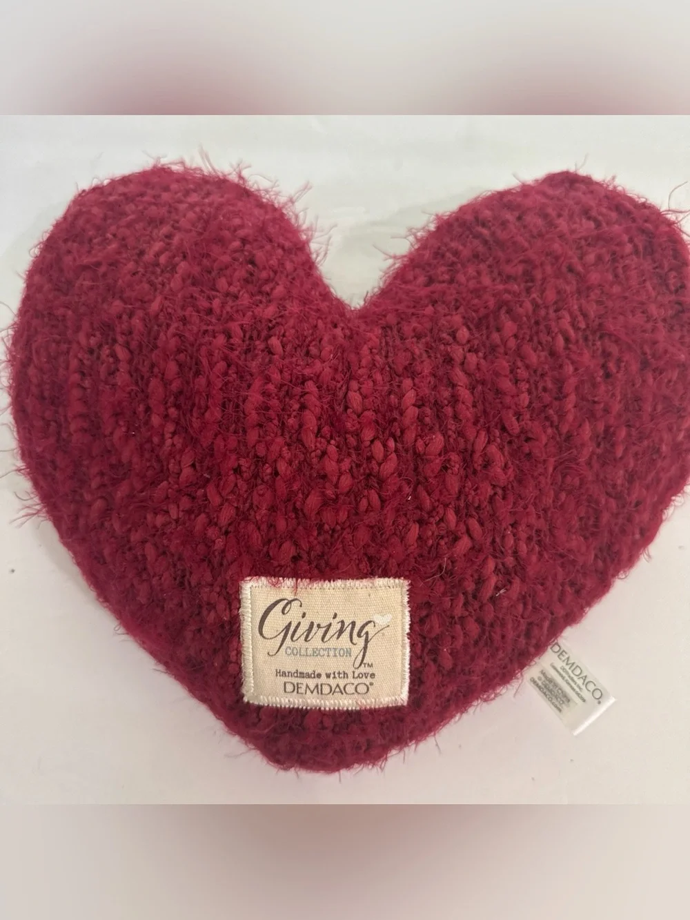 DEMDACO Giving Collection Giving Heart Weighted Pillow Red Knit Soft