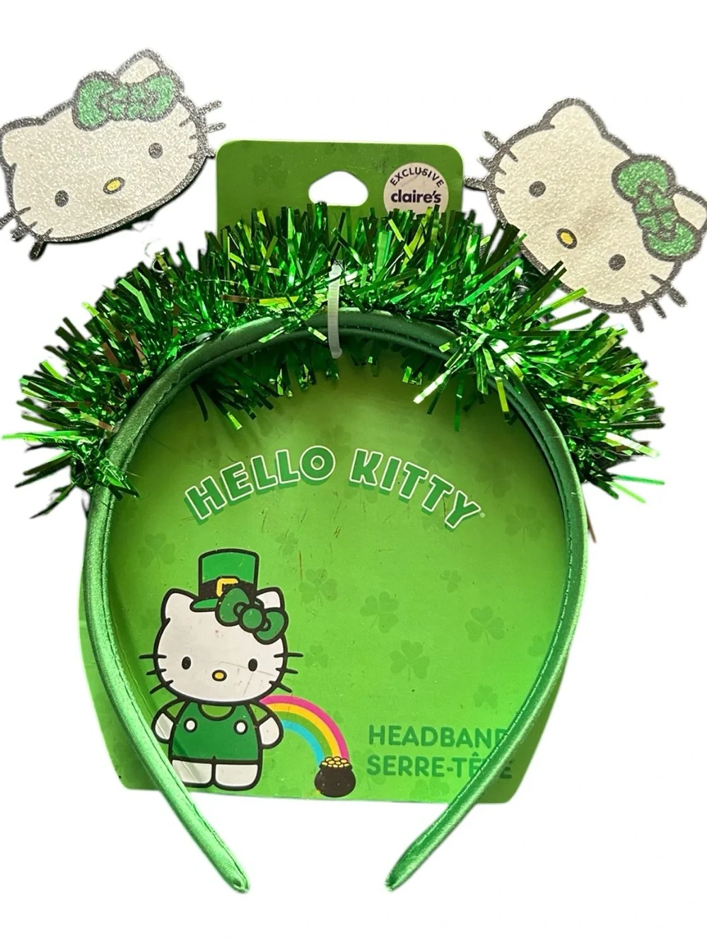 4/$20 Hello Kitty Green Tinsel Headband