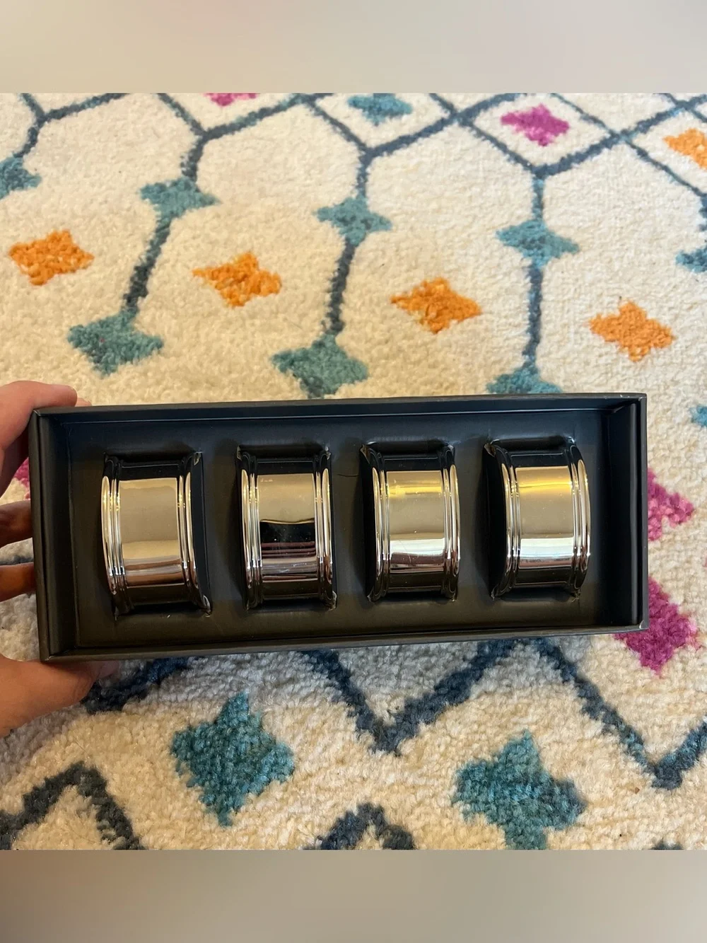 RH Restoration Hardware Vintage Oval Napkin Rings Set of 4 Polished Nickel
