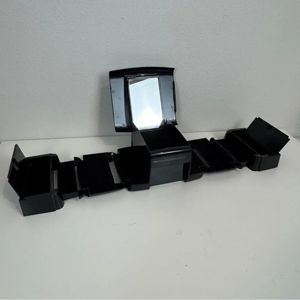 Vintage The Jewel Kit Large Folding Black Jewelry Box Mirror 80s