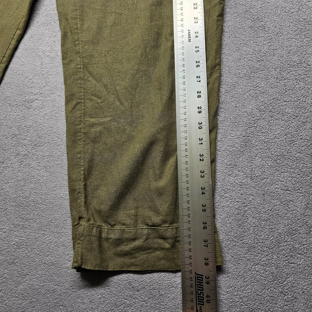 Banana Republic Womens Olive Green Linen Blend Straight High-Rise Pants Size M