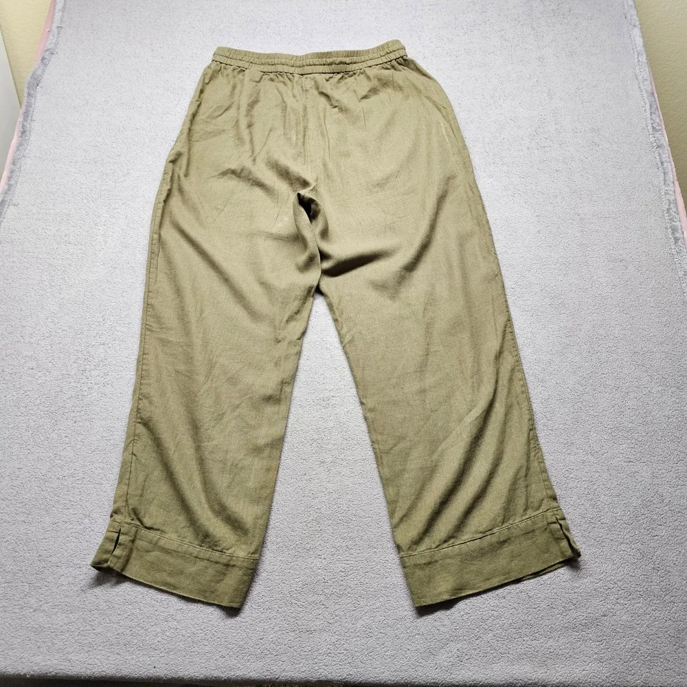 Banana Republic Womens Olive Green Linen Blend Straight High-Rise Pants Size M