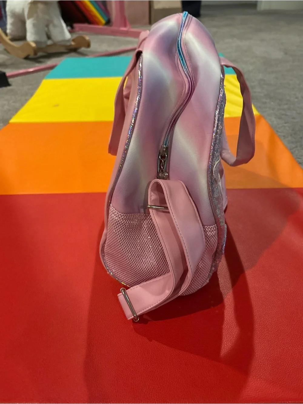 Pink Sequin Heart Duffle Bag - Girls' Travel Tote