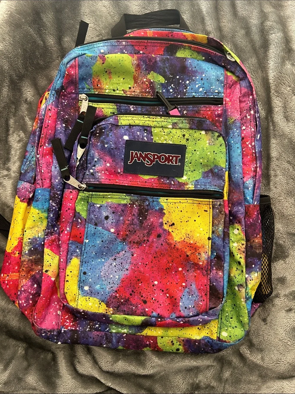 Jansport Bright Galaxy Paint-Splatter Backpack - Pink Blue Yellow Green Purple