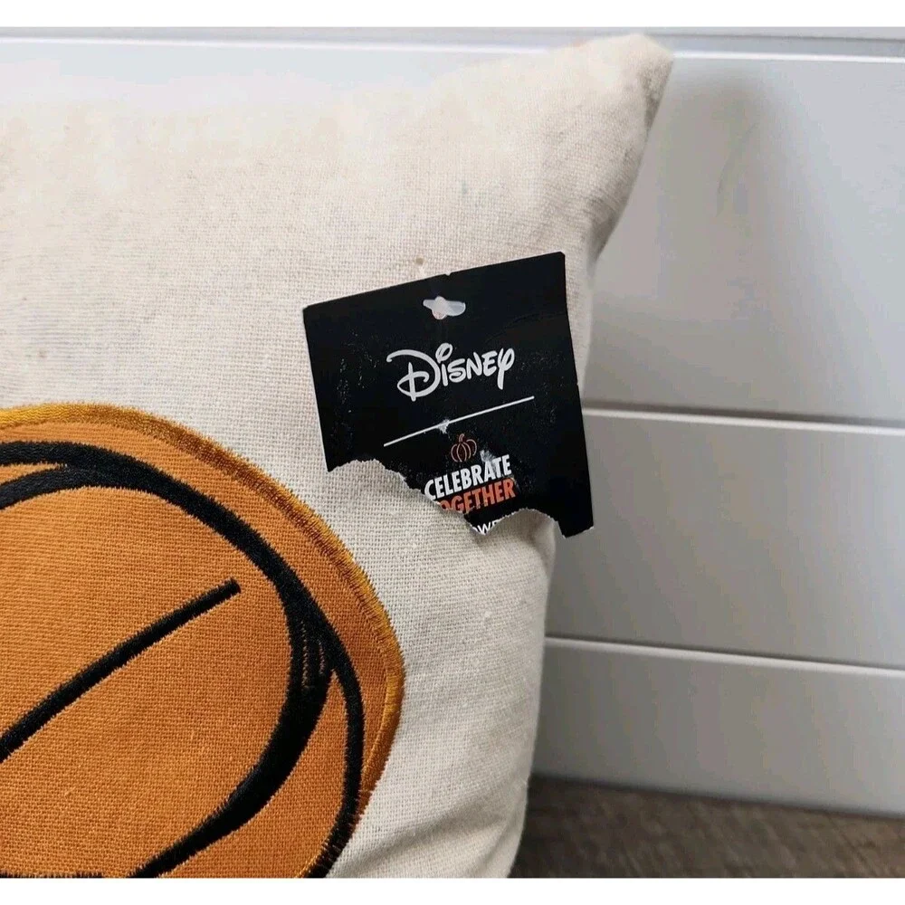 Disney Halloween Minnie Mouse Embroidered Pumpkin 14x14 Throw Pillow NWT New