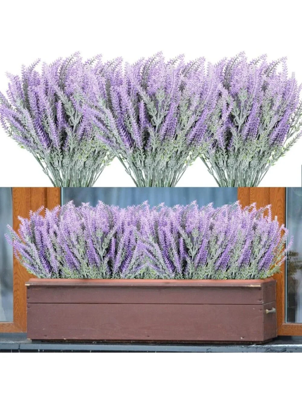 30 Bundles UV Resistant Artificial Lavender Flowers - Faux Plastic Greenery