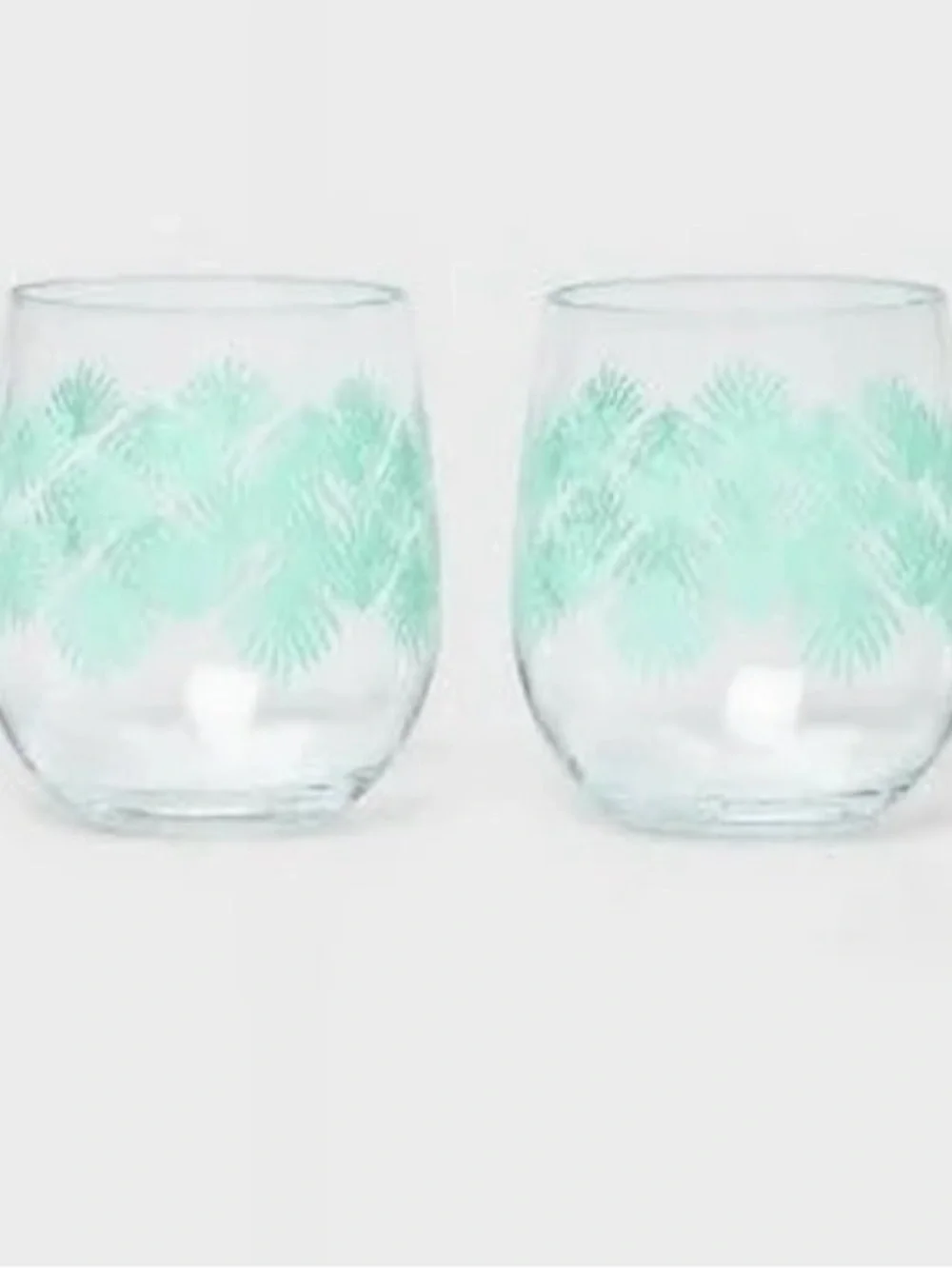 NWT Sun Squad Palm Leaf Plastic Stemless Wine Glasses - Set of 8