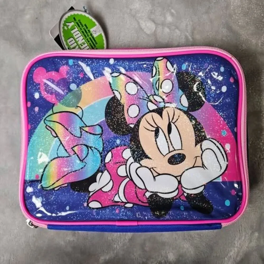 Disney Minnie Mouse Insulated Lunch Box Kids Rainbow Glitter