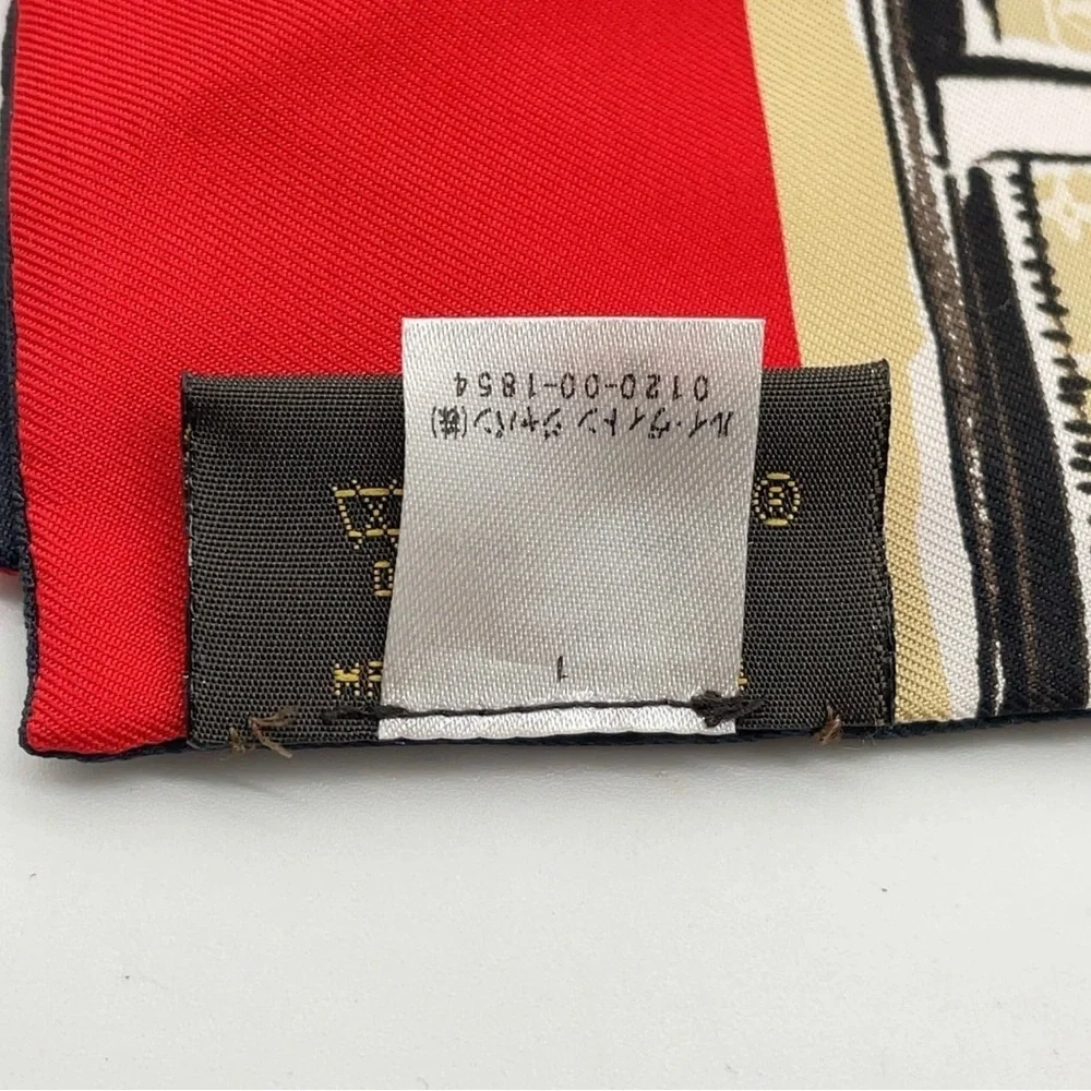 Auth Louis Vuitton Twilly Monogram Bandeau Red Silk Scarf/WB