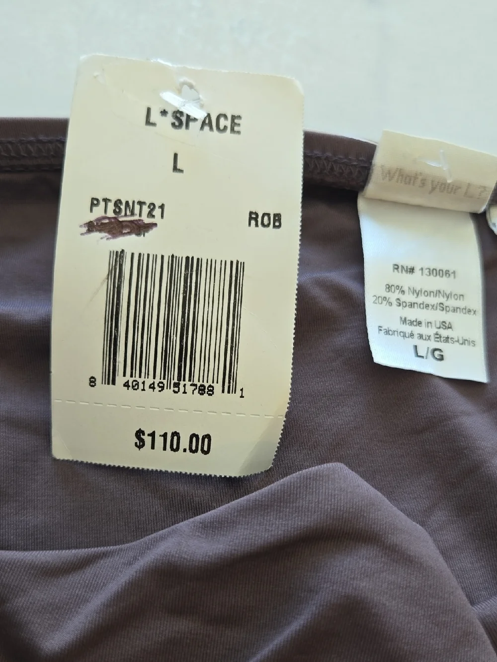 L Space Sensual Solids Estella Classic Hipster Bottom Swimsuit Brown Size L NWT