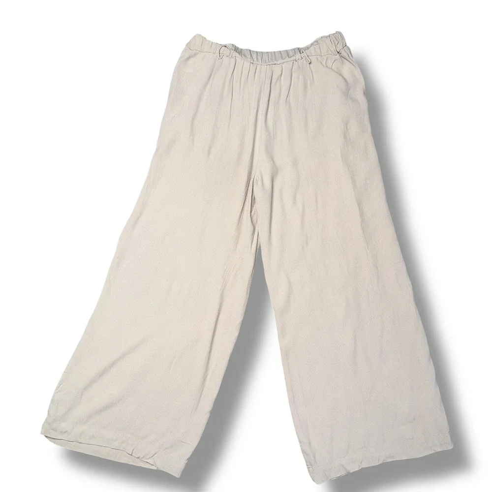 Wilfred‎ Wide Leg Tie Waist Pants Womens Small Beige Excellent Viscose Rayon