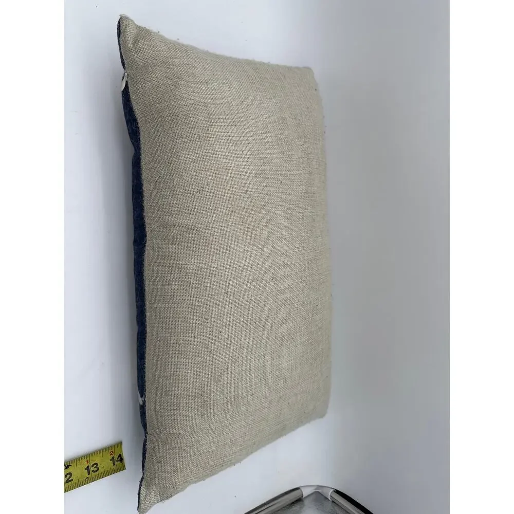 Burlap Linen Dark Blue World Map 18