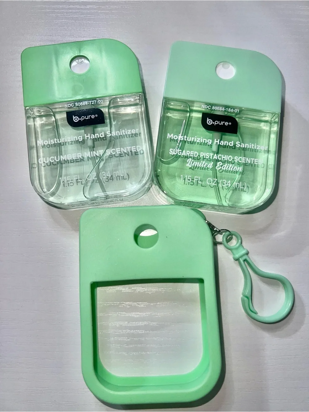 Mint Green Moisturizing Hand Sanitizer with Silicone Holder