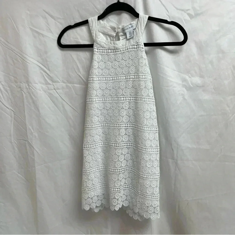 Antibes Blanc Women’s Size M White Sleeveless lace Blouse