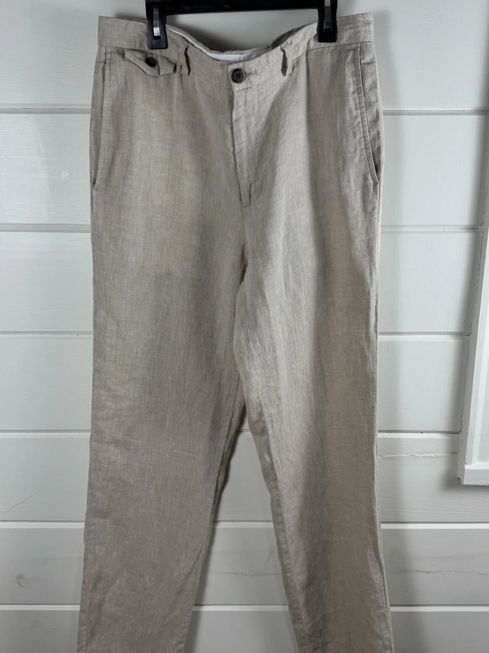 Claiborne 100% Linen Pants Men’s 30x32 Beige Flat Front Casual Lightweight