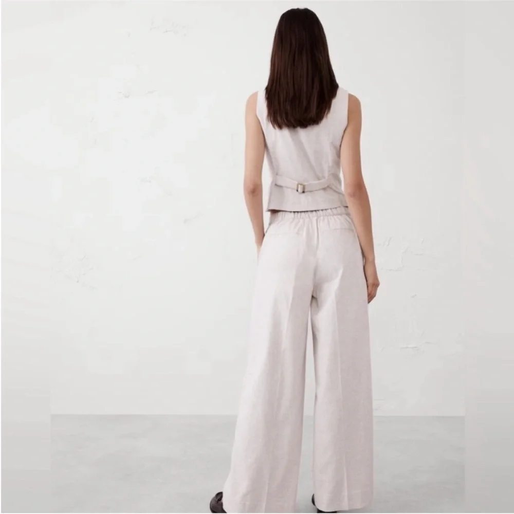 NWT! Banana Republic Black Hayden Wide Leg Linen Blend Pull On Pant - #712888 🩷