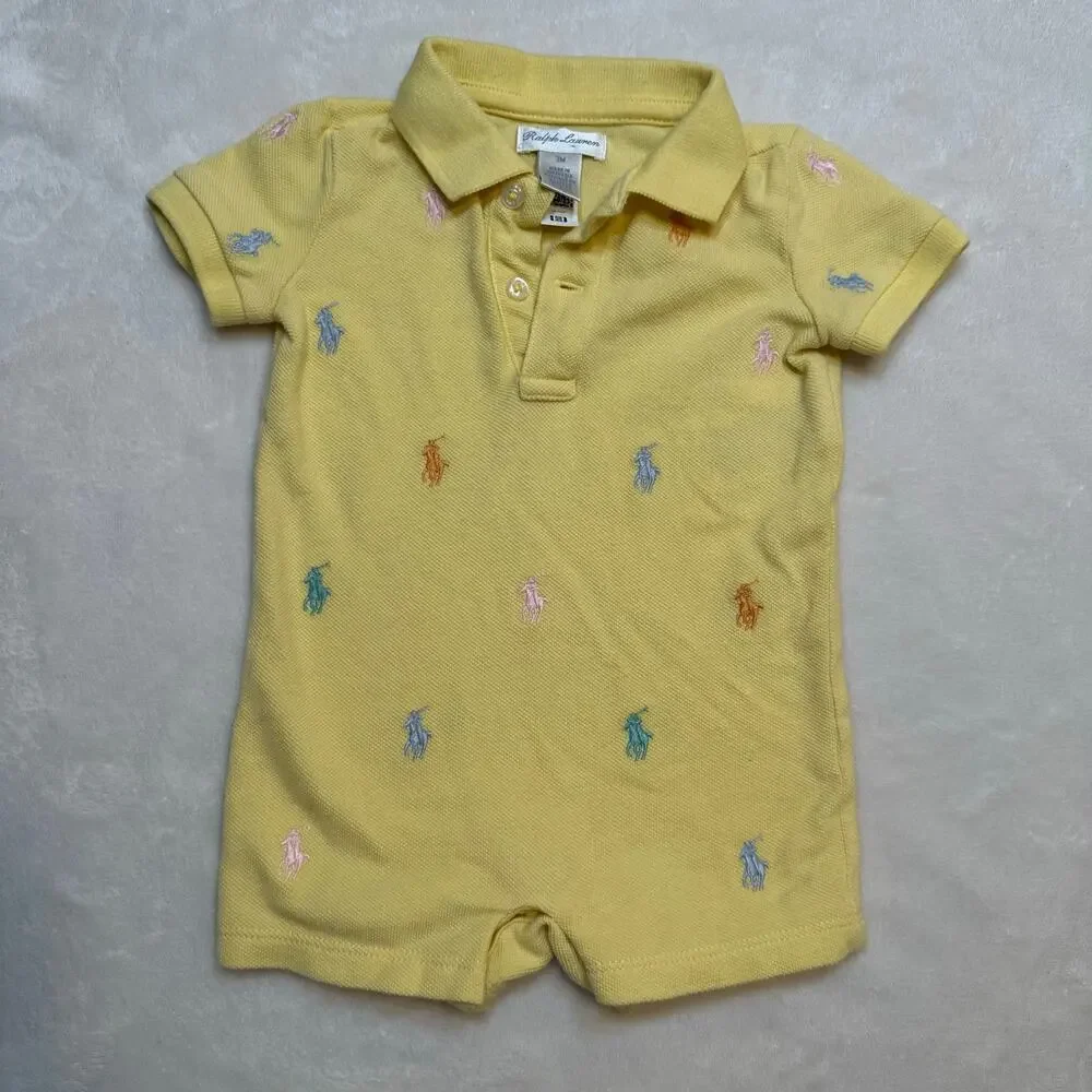 Ralph Lauren All Over Logo Romper sz 3M