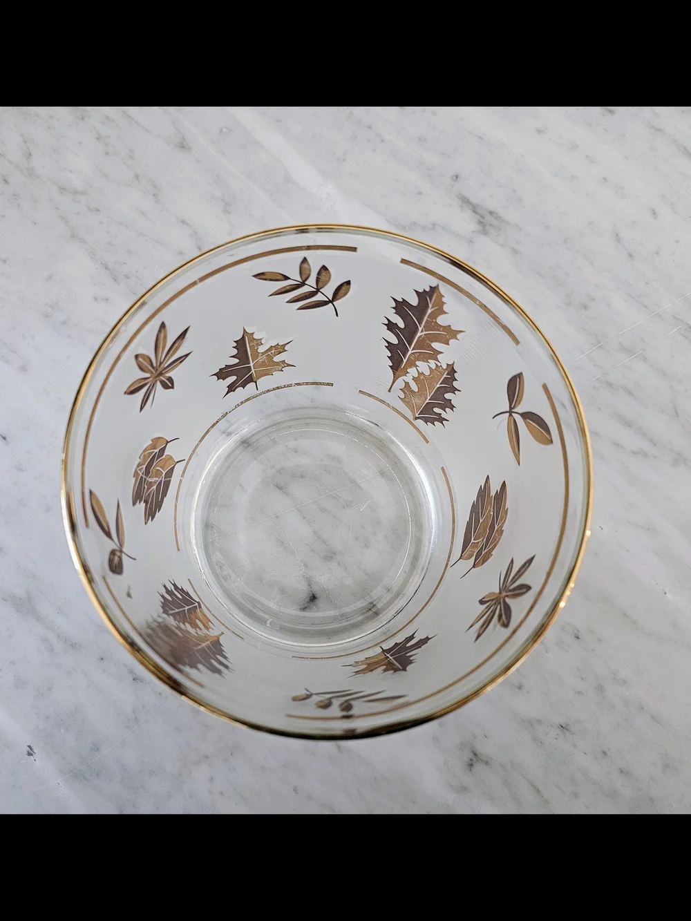 Vintage Libbey Gold Leaf Ice Bucket Frosted Glass Barware Mid Century