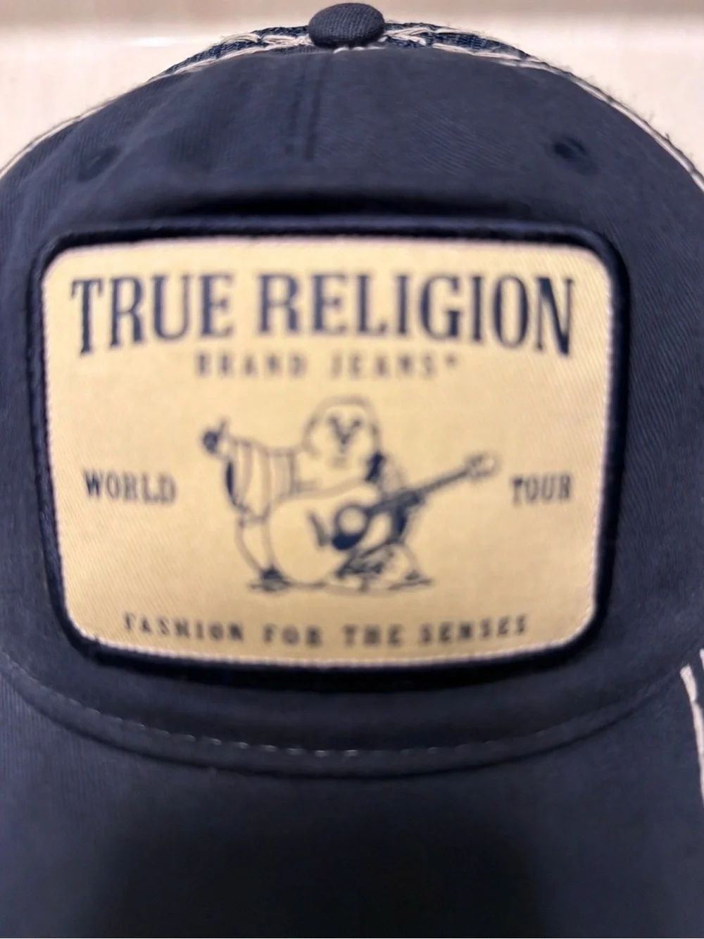 True Religion Navy Blue Patch Logo Baseball Cap