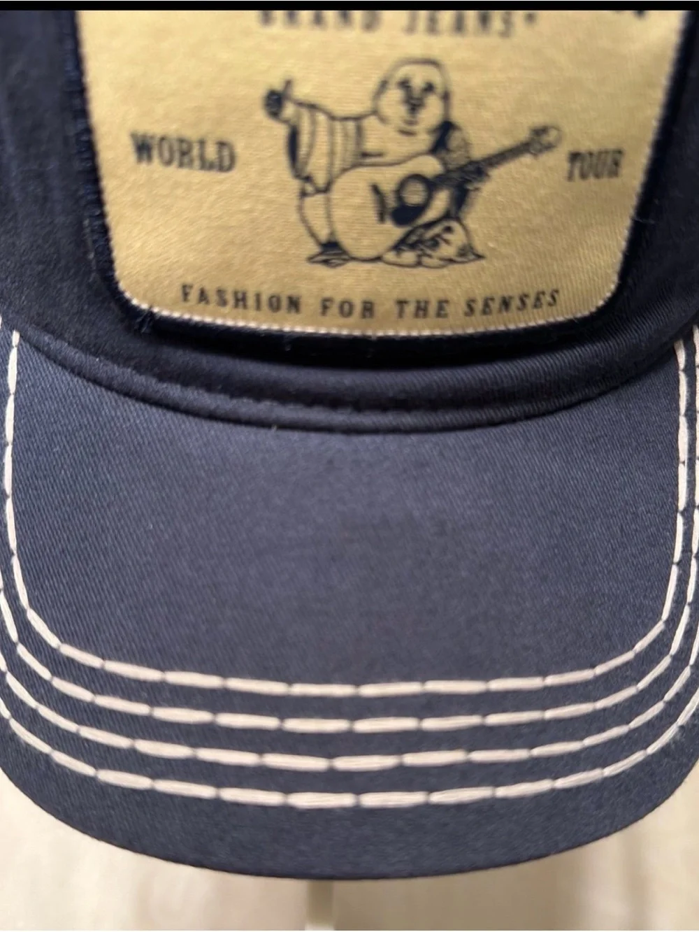 True Religion Navy Blue Patch Logo Baseball Cap