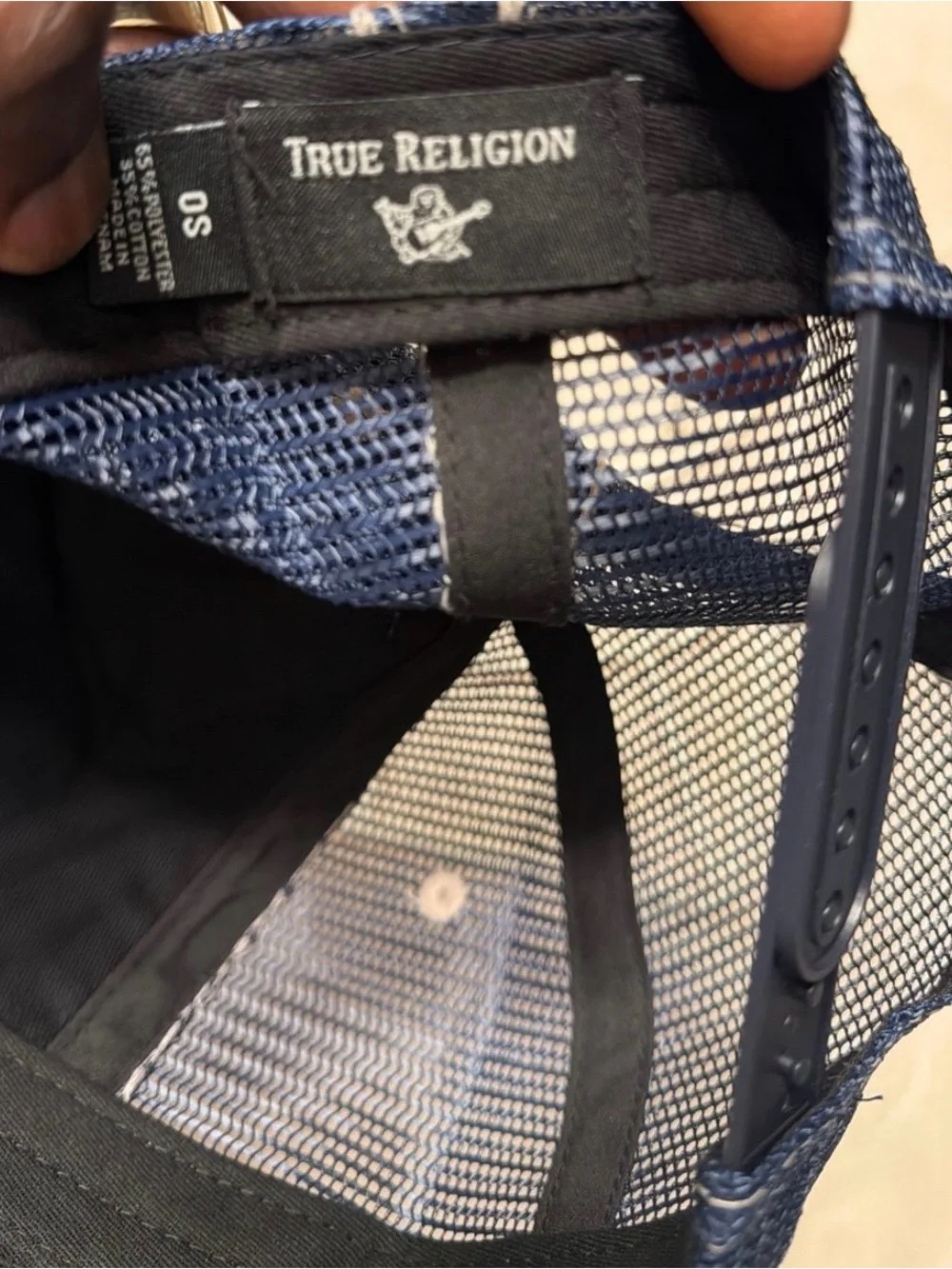 True Religion Navy Blue Patch Logo Baseball Cap