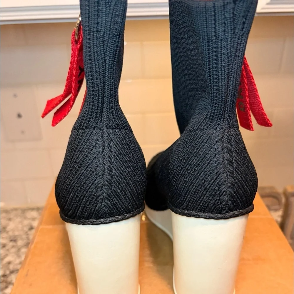 DKNYC Black and Red Ankle Booties