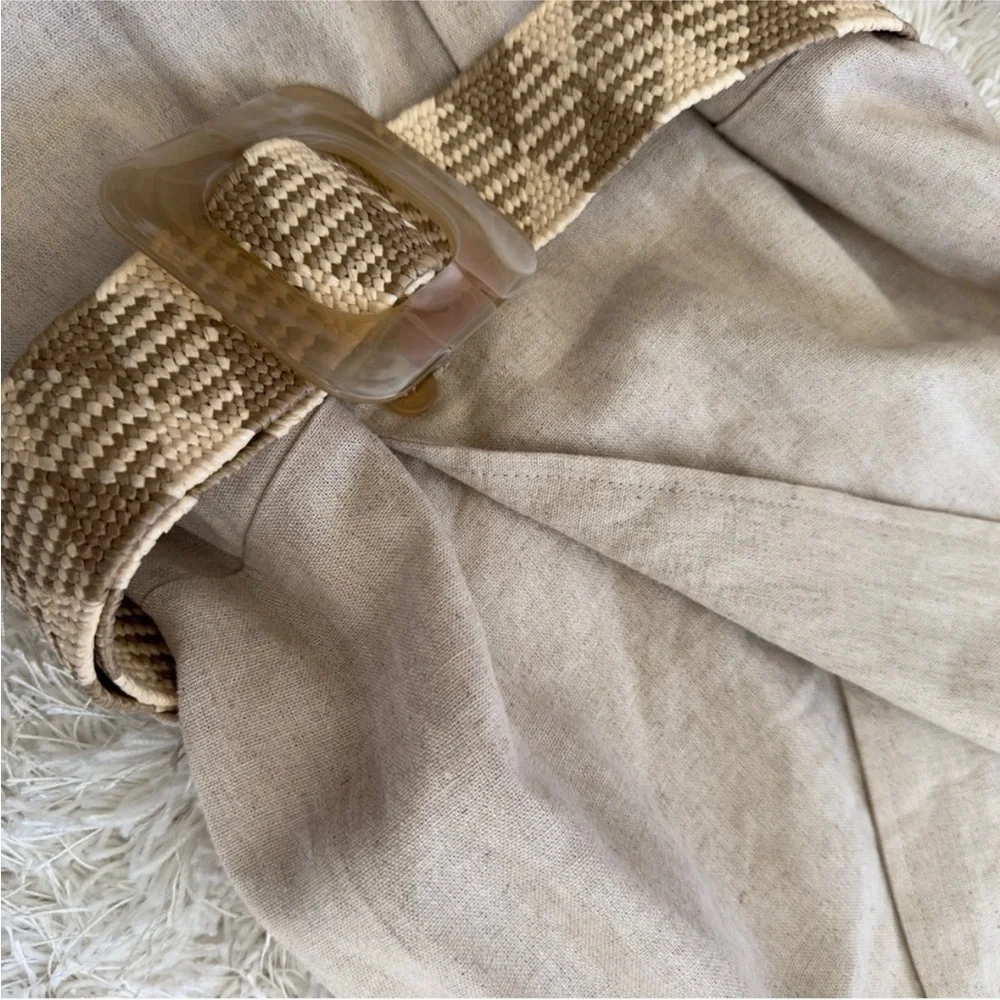 ZARA linen blend belted long sleeve jumpsuit 2157/057 A5
