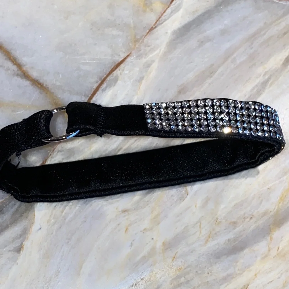 Glam Cat Collar Silver Bling Rhinestone Crystals Pull On‎ Style Adjustable