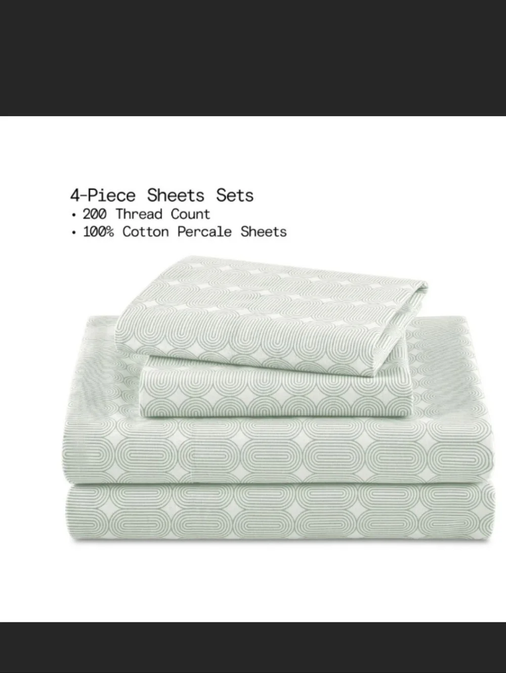 Beautiful Drew Barrymore Full Size 4 Pc Geometric Sheet Set Sage Green