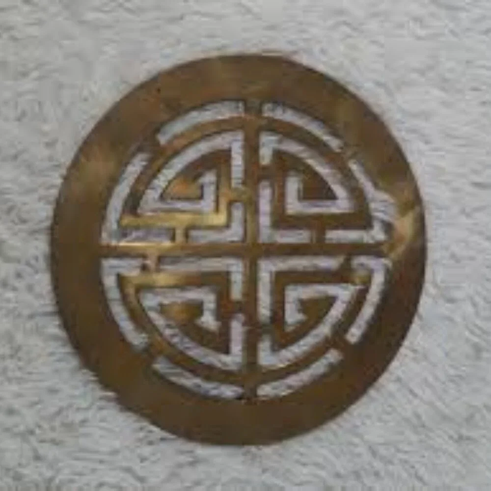 90s PIER 1 brass trivet DEADSTOCK nwt vintage round footed asian pot holder