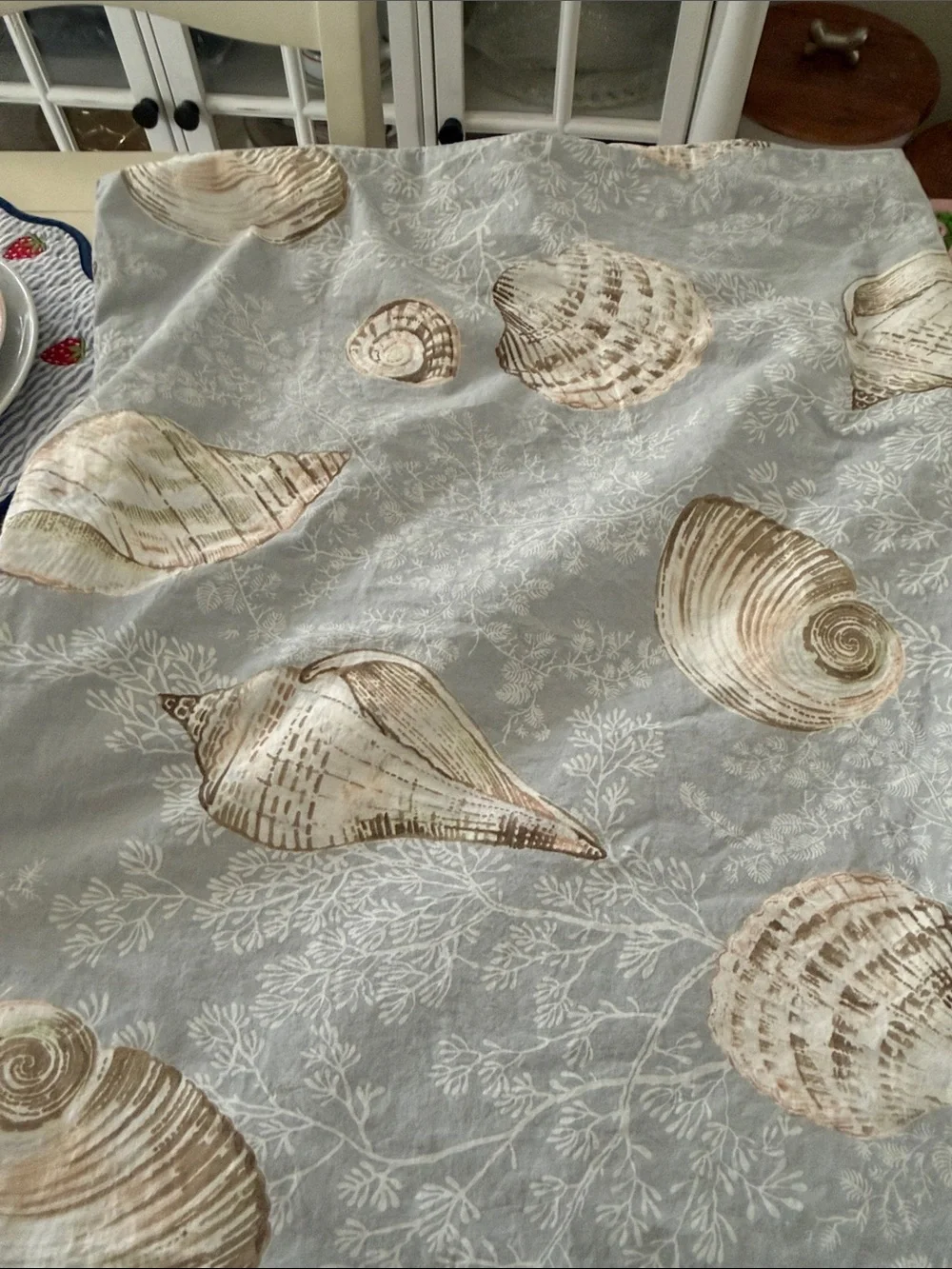 Pottery Barn Sea Shells Cream and Soft Brown Coastal vibe Cotton King size Duvet