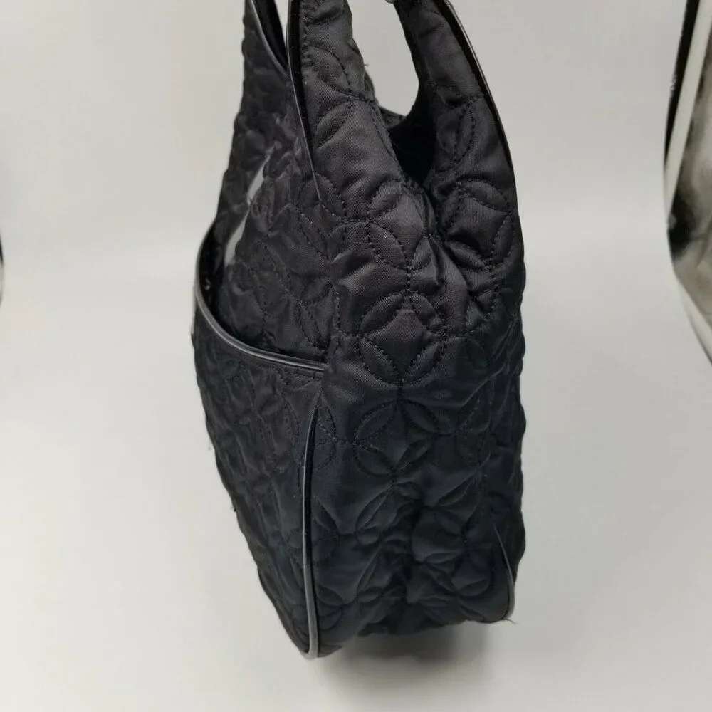 Vera Bradley Pocketbook Hobo Purse Black Quilted Patent Leather Trim