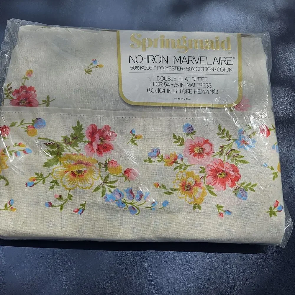 VINTAGE SPRINGMAID Marvelaire Double Flat Sheet NEW Melinda Floral