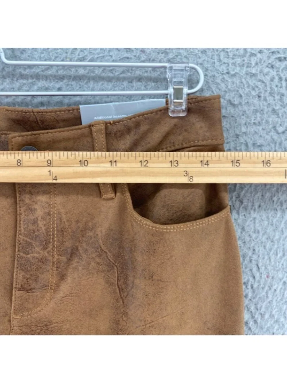 Chicos Jeans Womens 00 US 2R Brown Faux Suede 5 Pocket Worn Luggage Slim Leg NWT