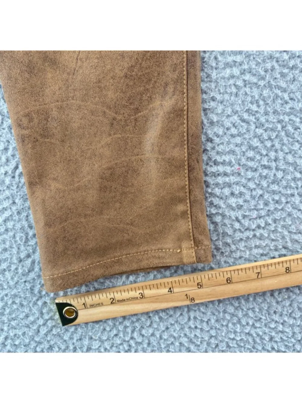 Chicos Jeans Womens 00 US 2R Brown Faux Suede 5 Pocket Worn Luggage Slim Leg NWT