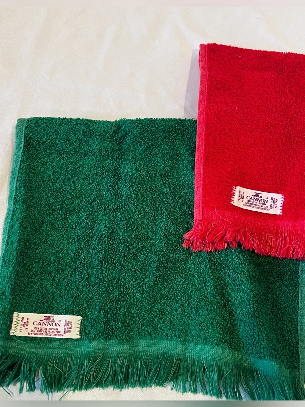 Vintage Cannon Christmas Embroidered Hand Towels Set of 3