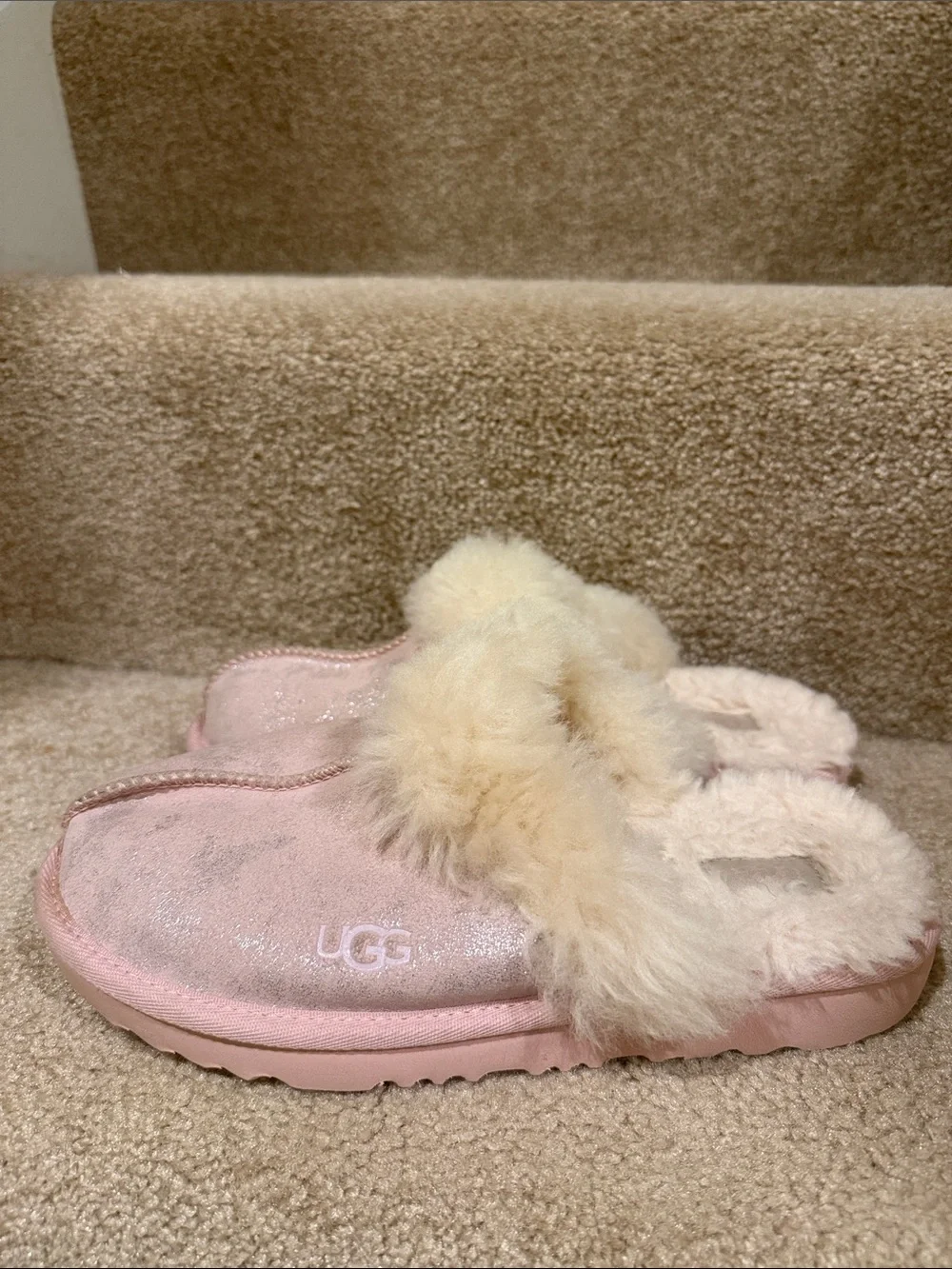UGG Kids Blush Pink Shearling Clog Slippers