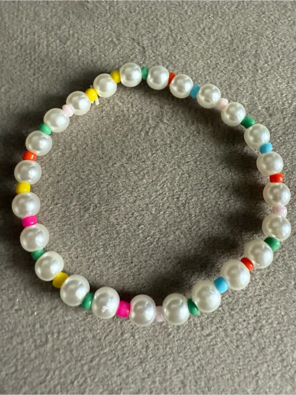 Kids Faux Pearl Stretch Bracelet with Multicolor Beads