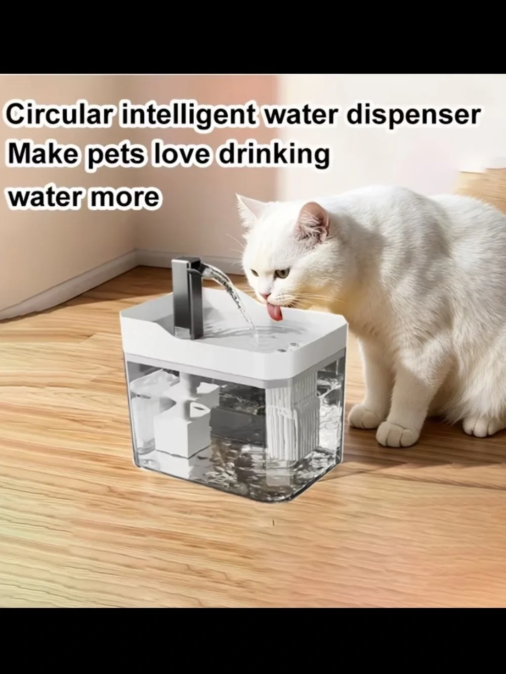 Silent Acrylic NIB Pet Fountain Water Dispenser - Transparent Grey