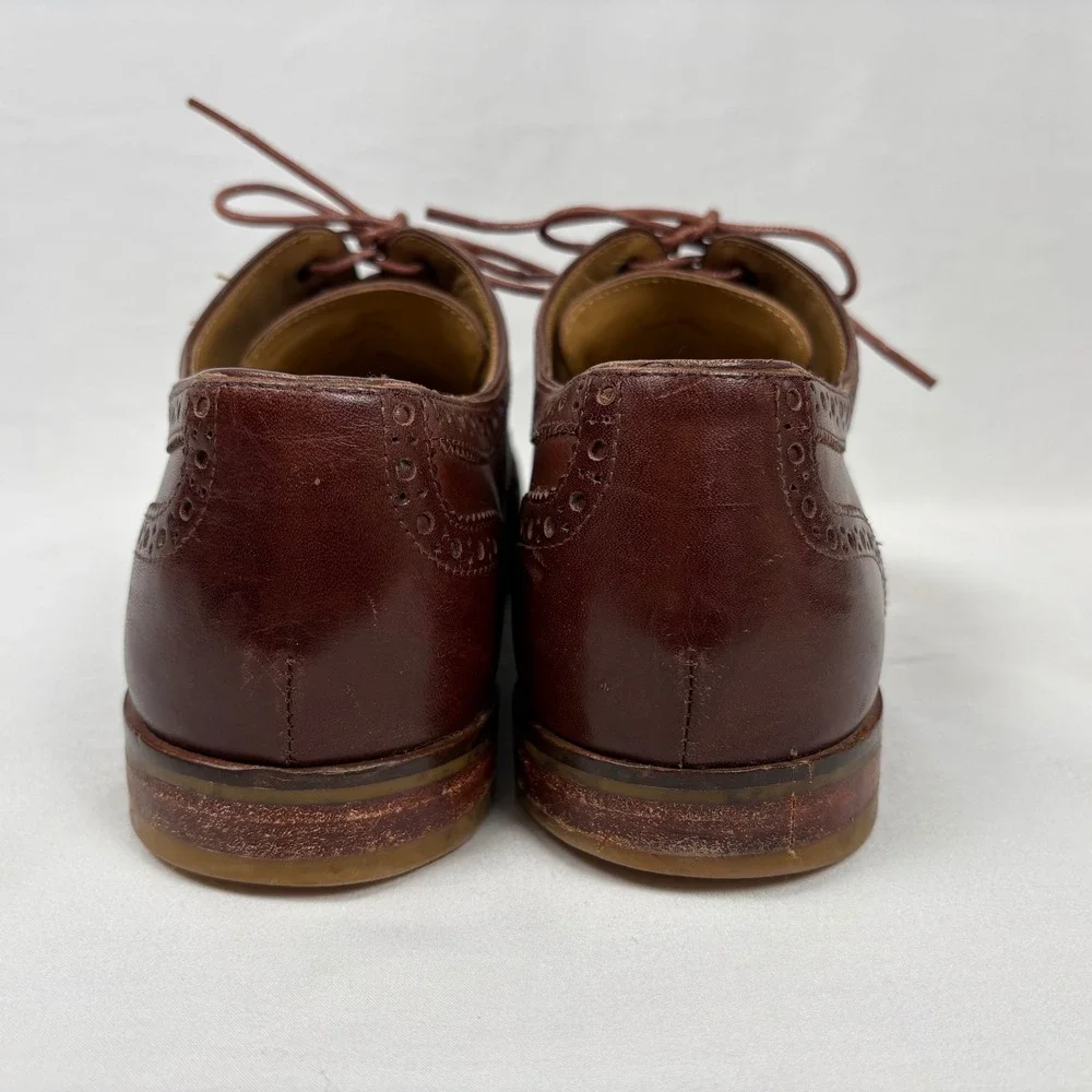 Cole Haan Wingtip Oxford 9.5M Brown Leather Brogue Grand.OS Dress Shoes Business