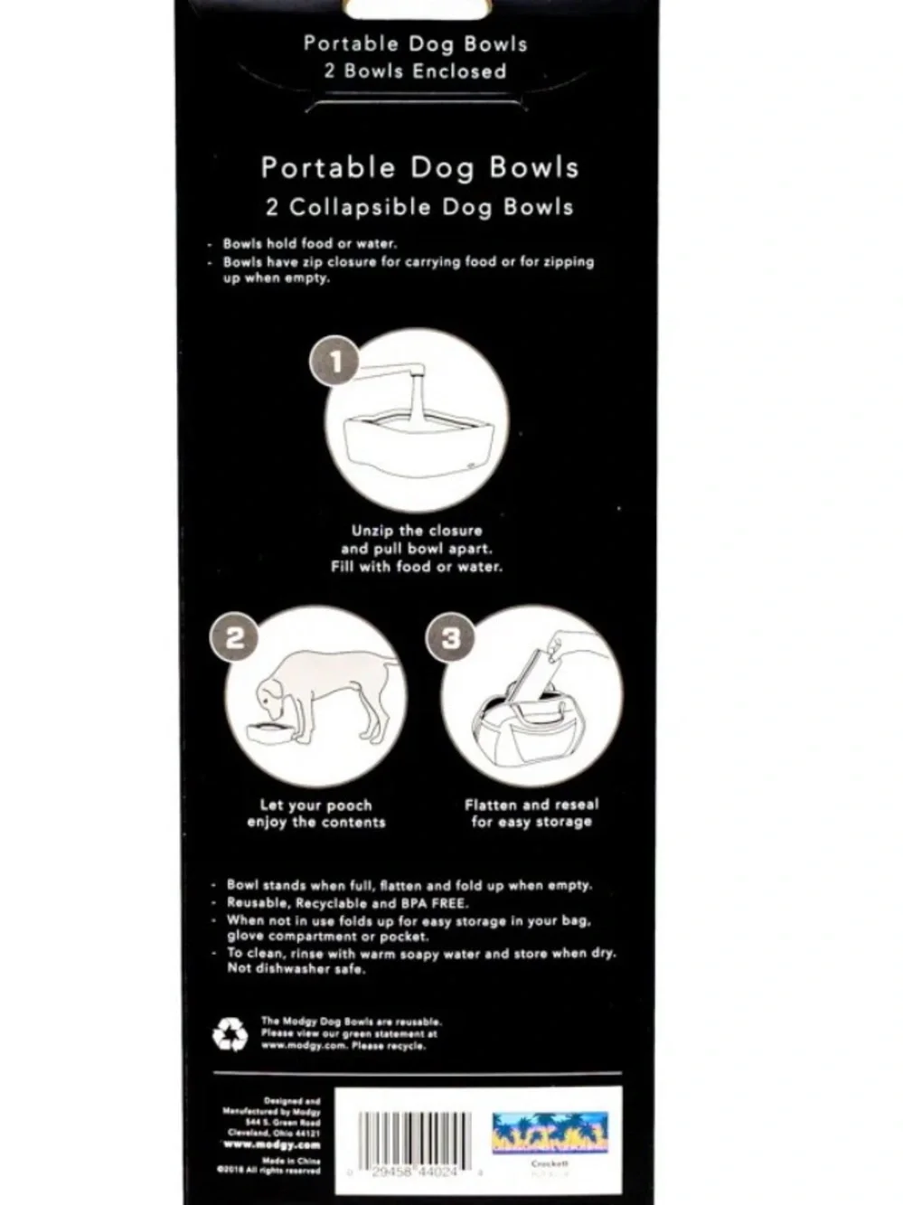 Portable Dog Bowls by Modgy in Palm Tree Print