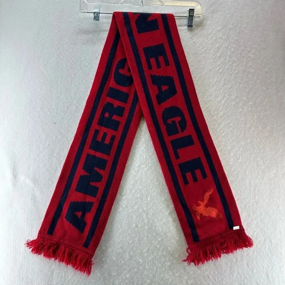 American Eagle Outfitters Scarf Adult OS Rectangle Sweater Knit Fringed Red