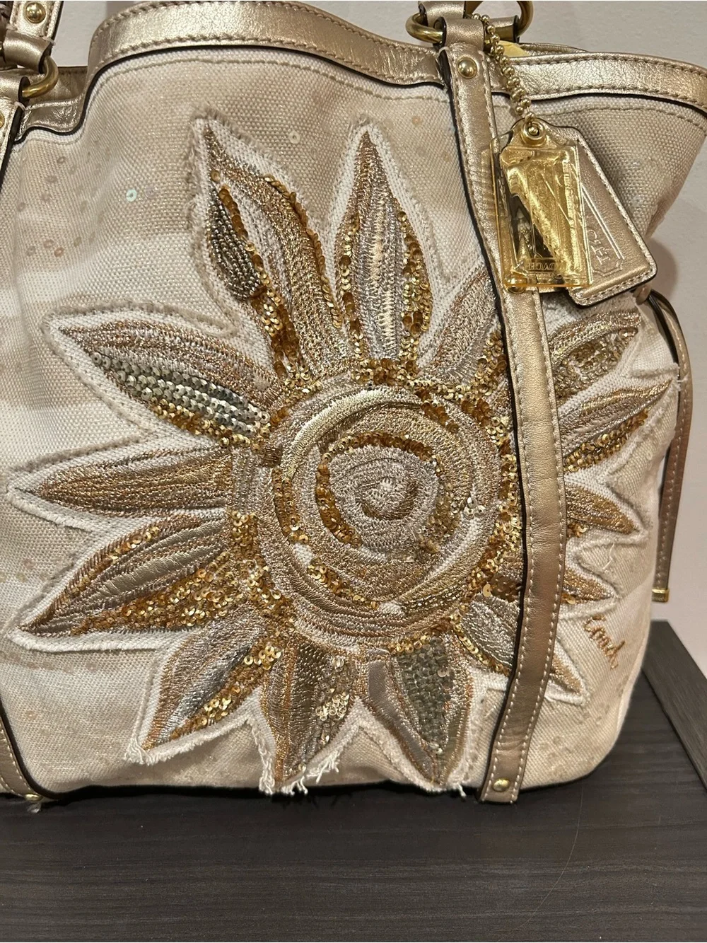 Coach Audrey Sun Starfish Sequin Limited Edition Tote Bag (Style Number 19577)