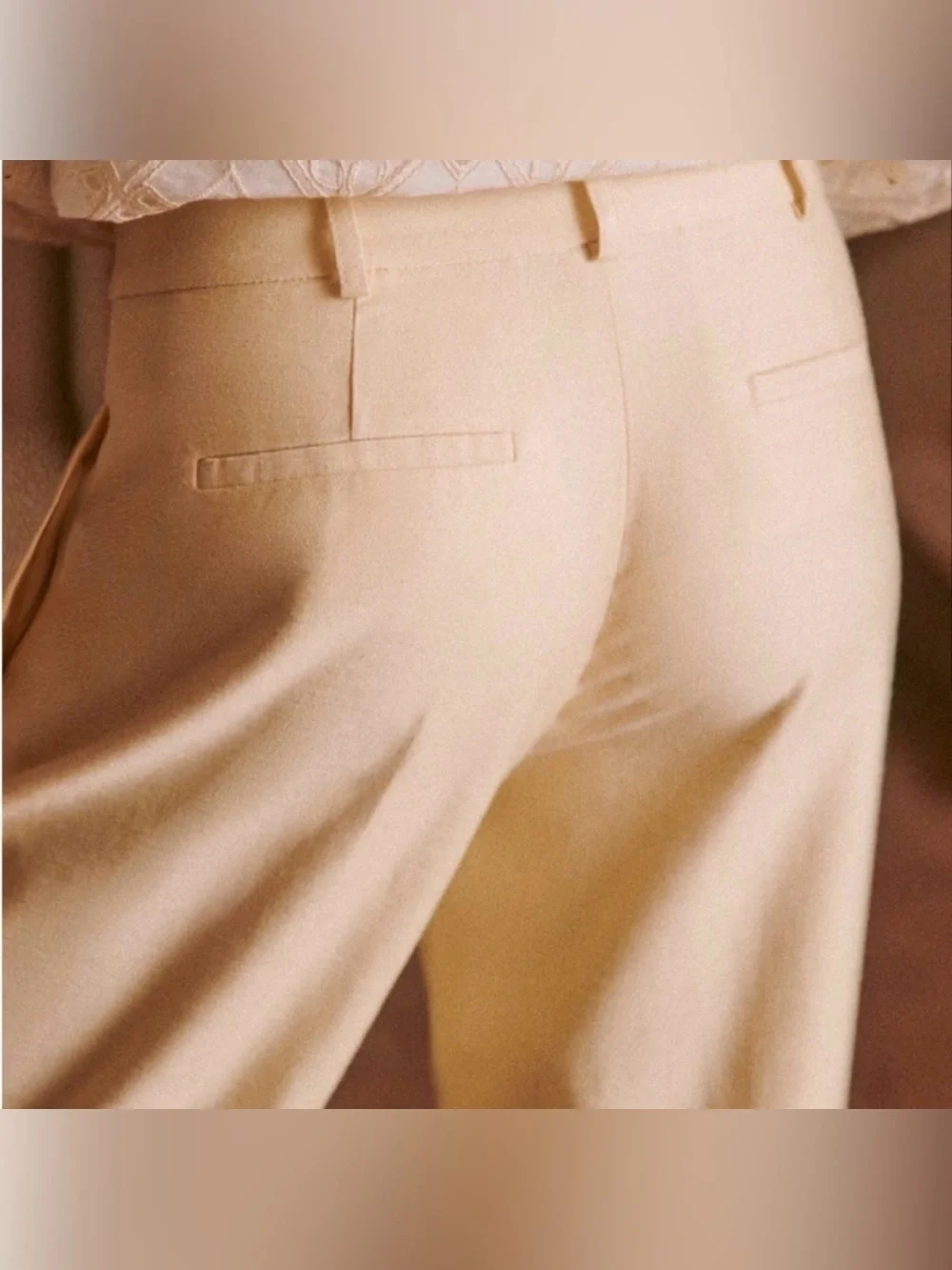 Sezane Cyprien Straight Pants In Cream Size 40