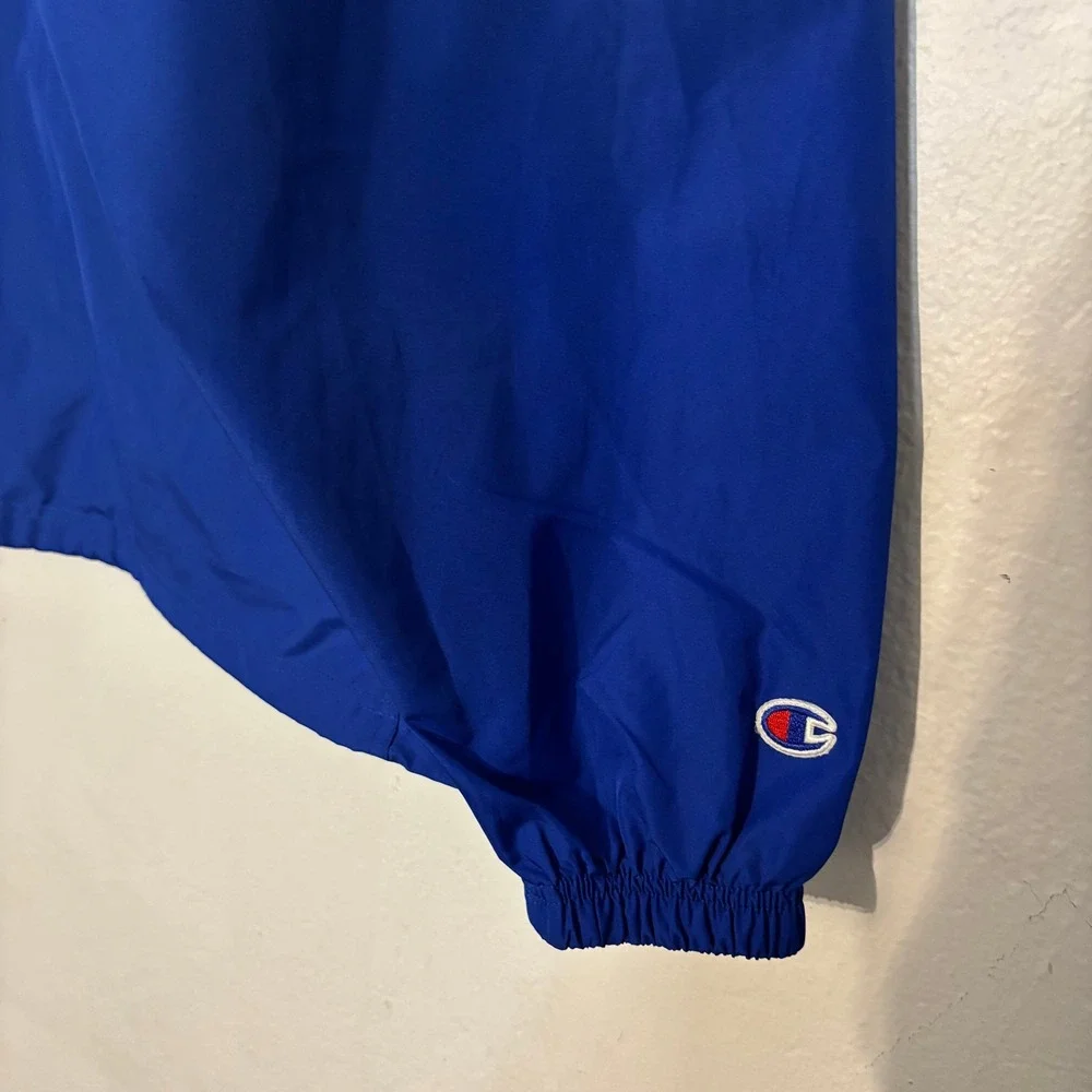 Champion Mens Packable Quarter Zip Windbreaker Anorak Jacket Royal Blue Hooded L
