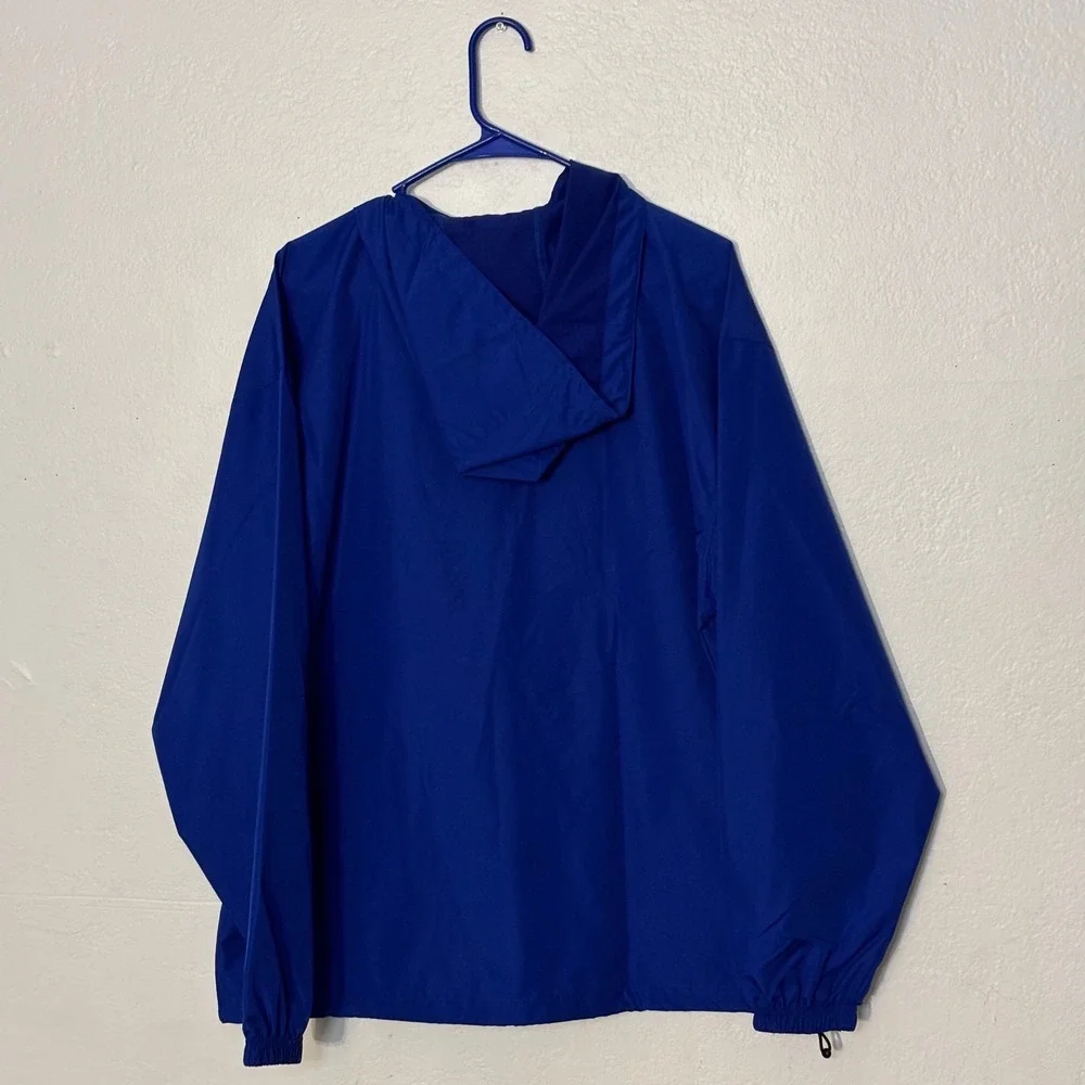 Champion Mens Packable Quarter Zip Windbreaker Anorak Jacket Royal Blue Hooded L